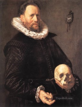 フランス・ハルス Painting - 頭蓋骨を持つ男の肖像 オランダ黄金時代 フランス・ハルス